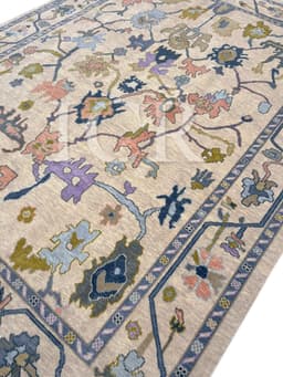 Kensington Floral Heritage Rug in Beige & Lavender 5