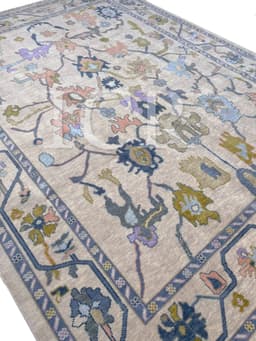 Kensington Floral Heritage Rug in Beige & Lavender 4