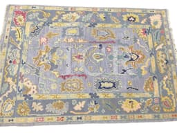 Kensington Floral Heritage Rug in Beige & Lavender 6