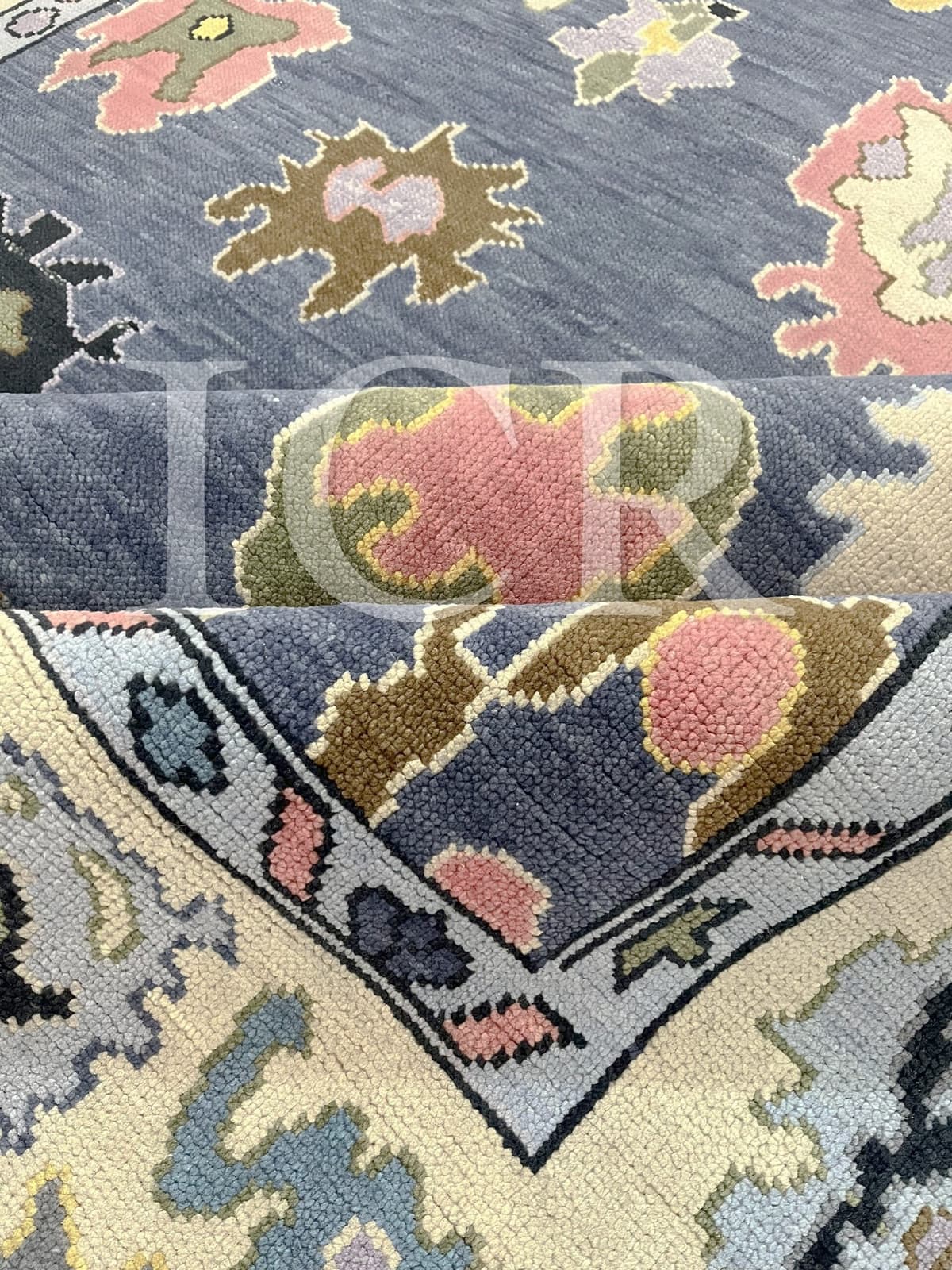 Sapphire Meadow Vintage Oushak Rug